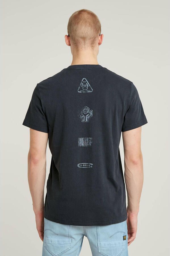 G-Star RAW Shipping Graphic Overdyed T-Shirt Donkerblauw Heren