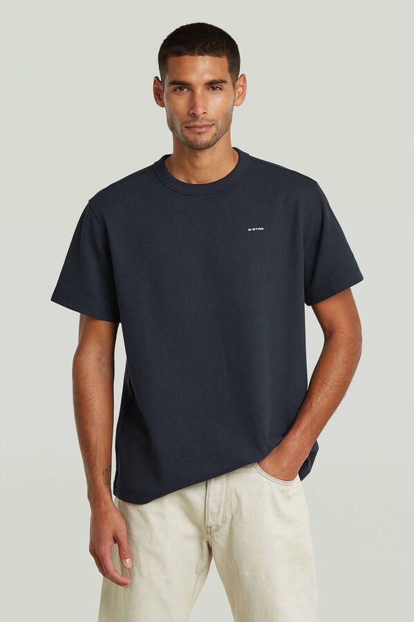 G-Star RAW True Regular Structured T-Shirt Donkerblauw Heren