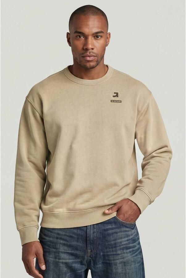 G-STAR relaxed fit sweater met backprint beige