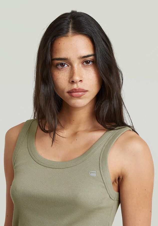 G-Star RAW Slim Rib Tank T-Shirt Groen Dames - Foto 2