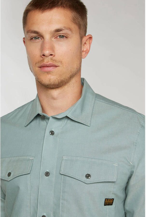 G-STAR slim fit denim overhemd Marine grijsblauw