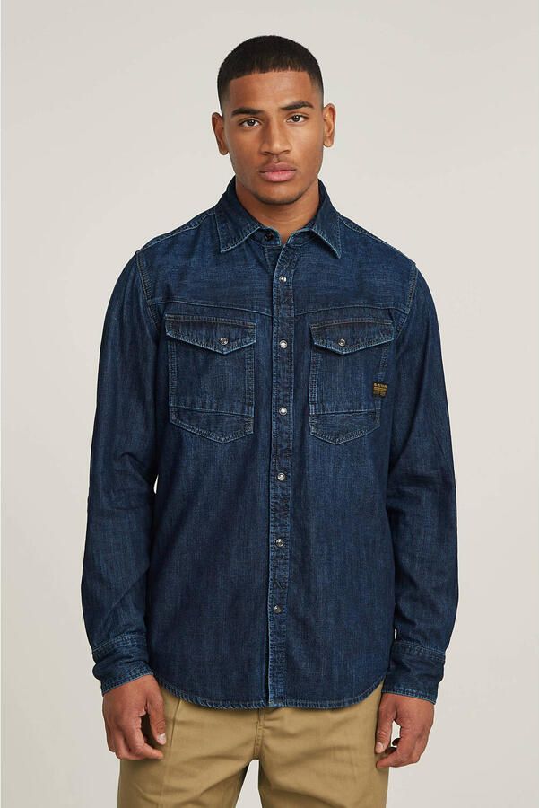 G-Star Raw Overhemd Lange Mouw D23616-D252 SLIM DENIM-G133 WORN IN DEEP SEA