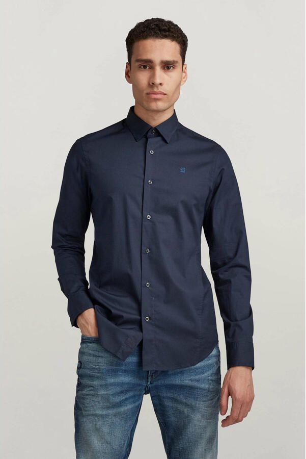G-Star Overhemd met lange mouwen Dressed super slim Blauw Heren