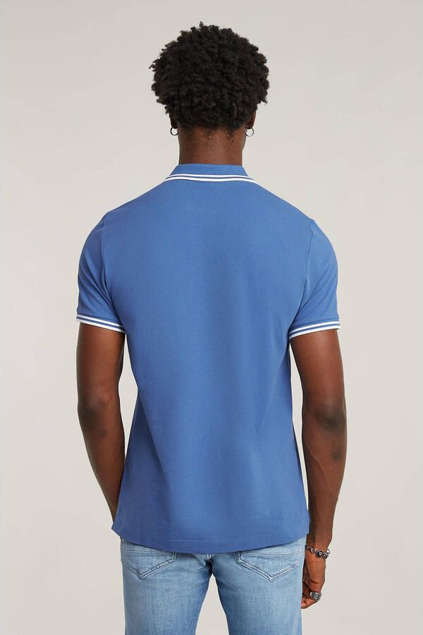 G-Star RAW Dunda Slim Stripe Polo Midden blauw Heren