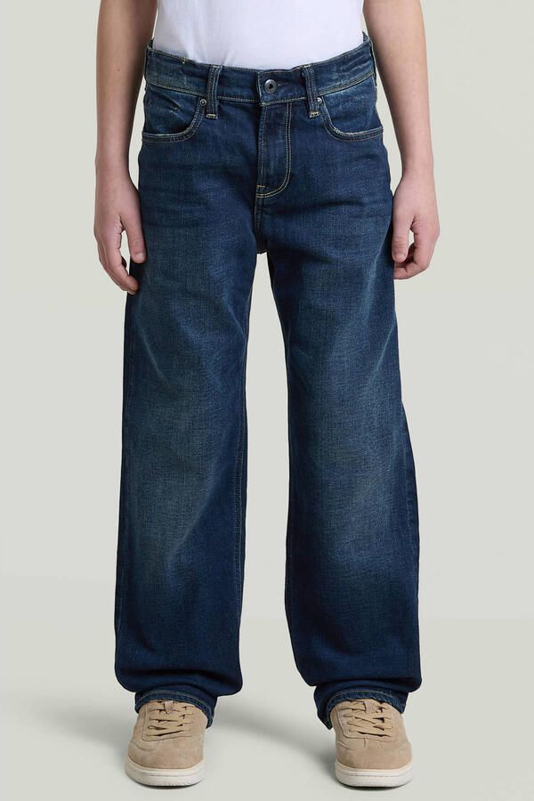 G-STAR straight leg jeans dark blue denim Blauw Effen