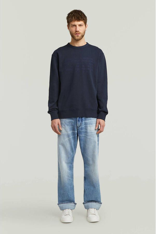 G-Star RAW Text Graphic Sweater Donkerblauw Heren