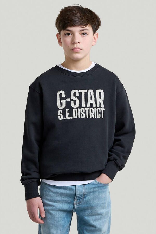 G-STAR sweater met tekst donkerblauw