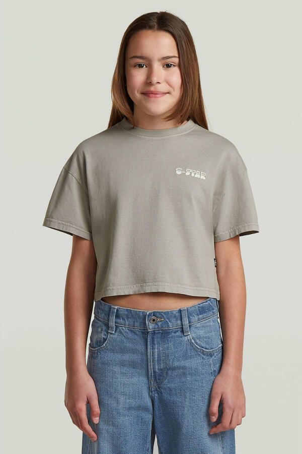 G-Star RAW Cropped Relaxed T-Shirt voor meisjes Grijs meisjes