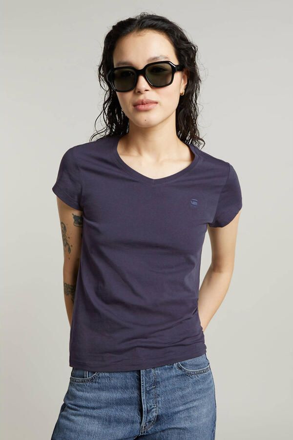 G-Star RAW Eyben Slim V-Neck Top 2.0 Donkerblauw Dames - Foto 2