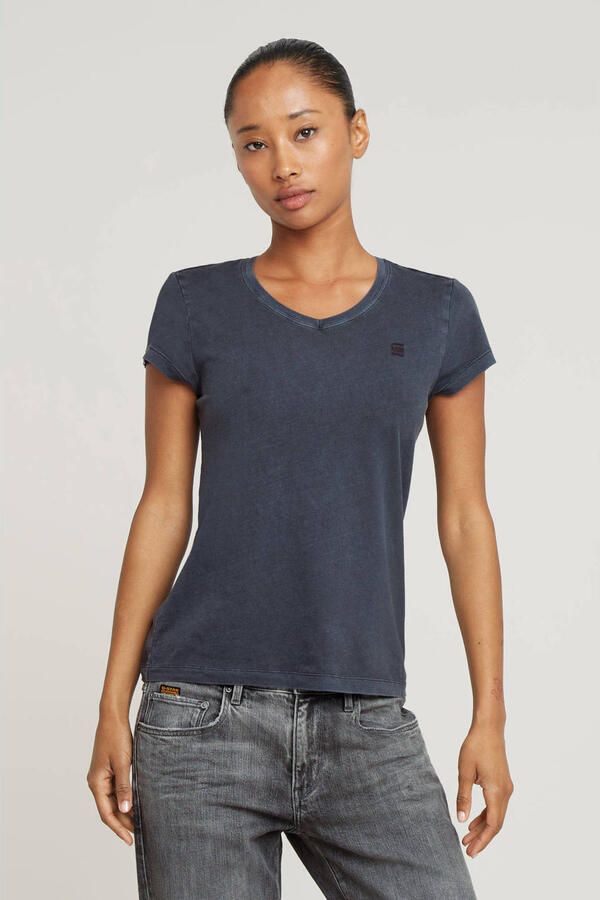 G-Star RAW Overdyed Eyben Slim V-Hals Top 2.0 Donkerblauw Dames - Foto 3