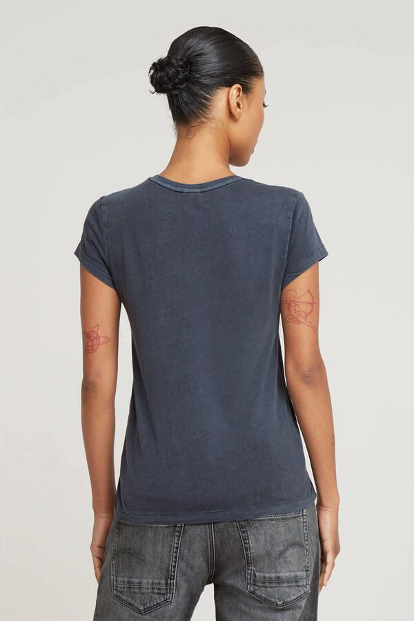 G-Star RAW Overdyed Eyben Slim V-Hals Top 2.0 Donkerblauw Dames - Foto 2