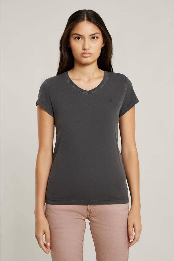 G-Star RAW Overdyed Eyben Slim V-Hals Top 2.0 Zwart Dames