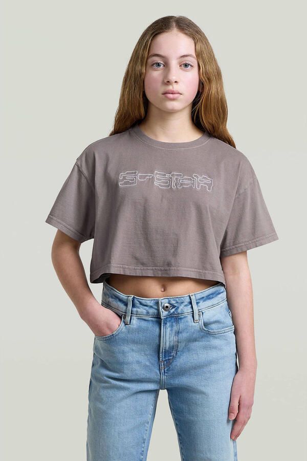 G-Star RAW Boxy Cropped T-Shirt voor meisjes Grijs meisjes