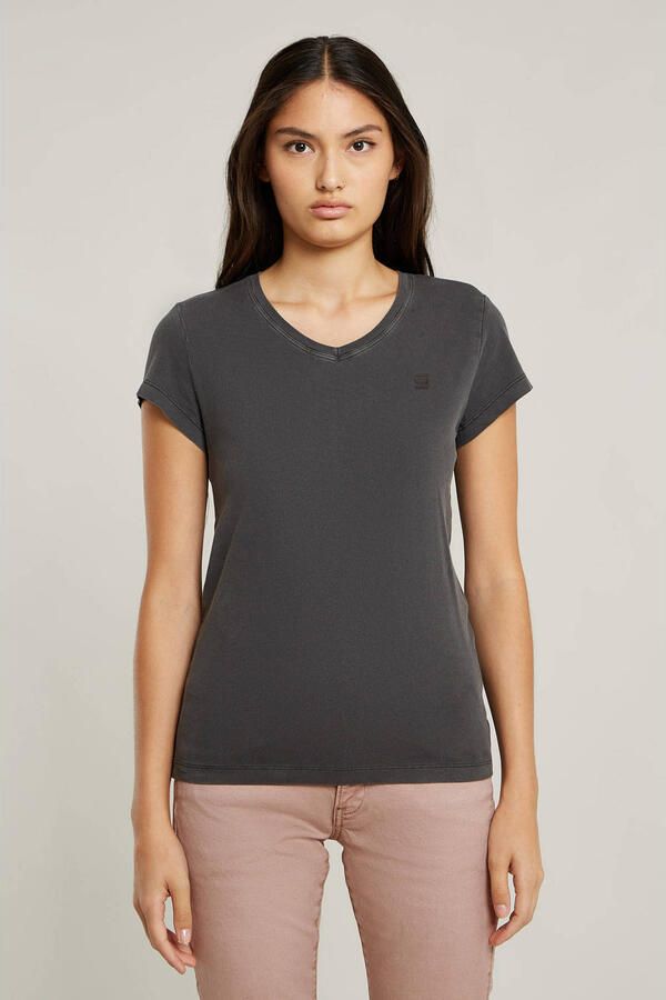 G-Star RAW Overdyed Eyben Slim V-Hals Top 2.0 Zwart Dames