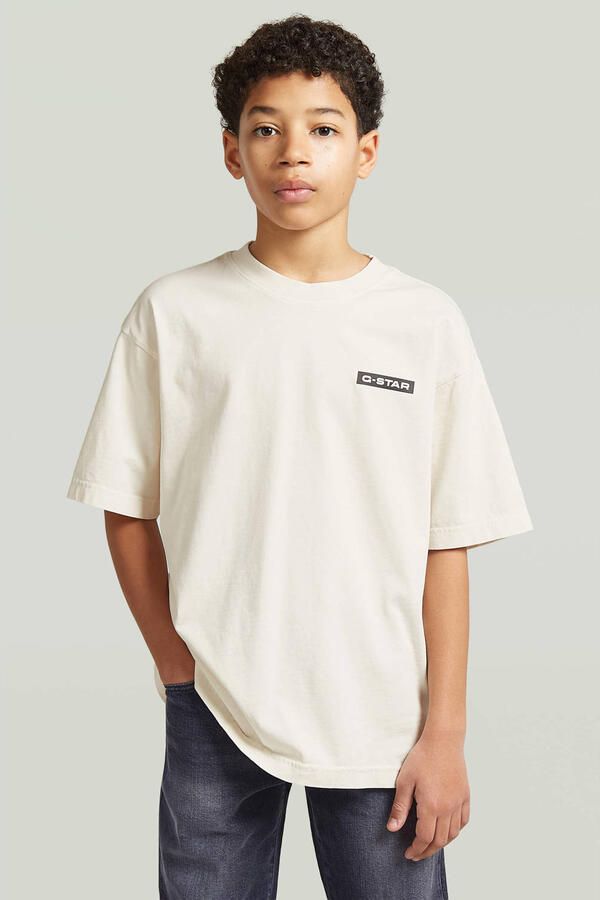 G-STAR T-shirt met backprint Wit Jongens Katoen Ronde hals Backprint