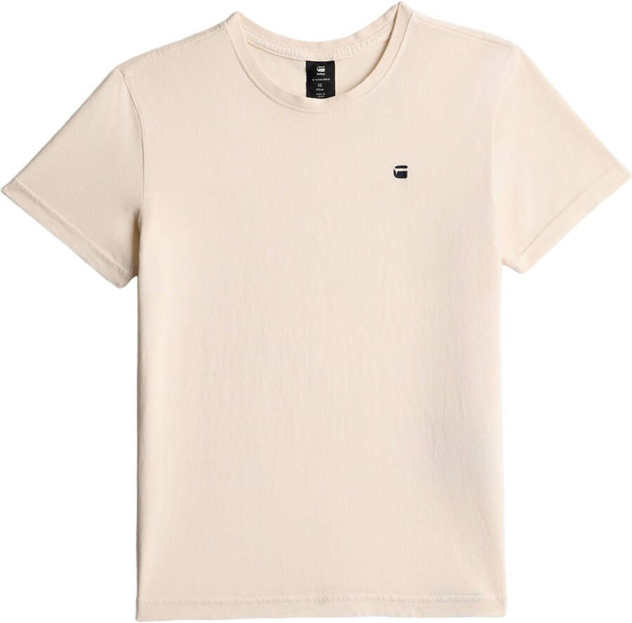 G-STAR T-shirt met logo zand Beige Jongens Katoen Ronde hals Logo