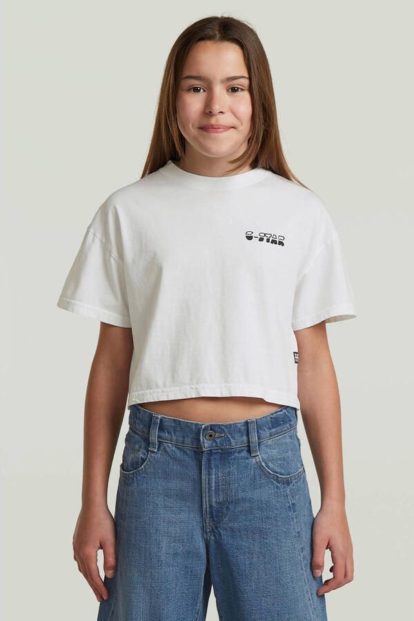 G-Star RAW Cropped Relaxed T-Shirt voor meisjes Wit meisjes