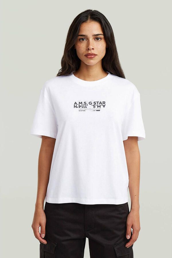 G-Star RAW Inside Print T-Shirt Wit Dames