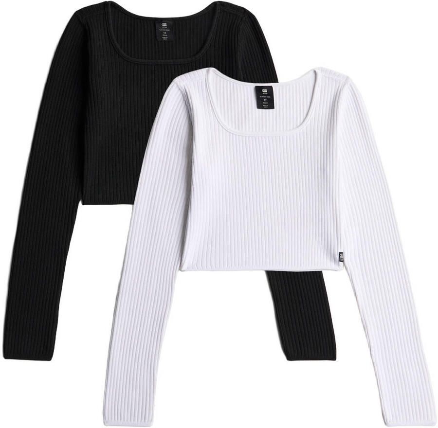 G-STAR T-shirts zwart wit (set van 2) Meisjes Stretchkatoen Ronde hals