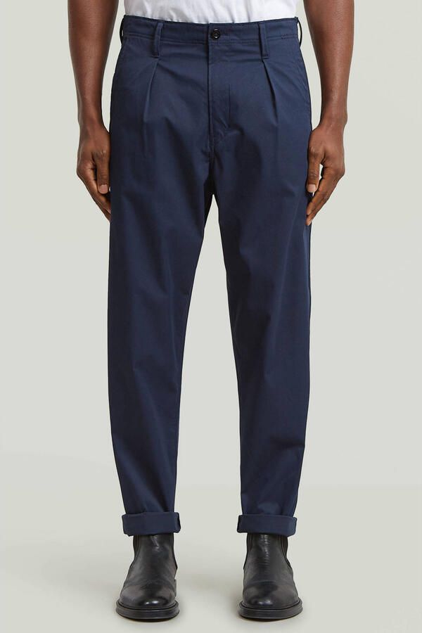 G-Star RAW Pleated Chino Relaxed Tapered Jeans Donkerblauw Heren