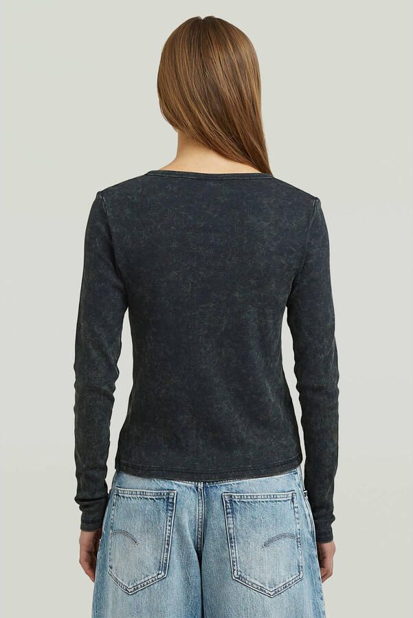 G-Star RAW Vintage Slim Henley T-Shirt Midden blauw Dames - Foto 2