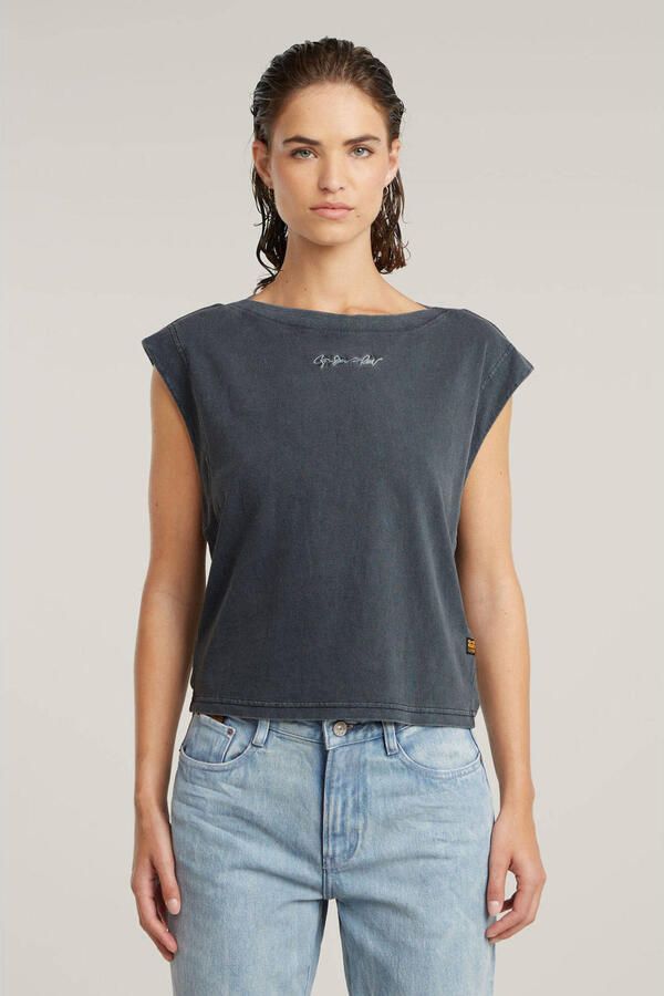 G-Star RAW Mini G-Script Logo Overdyed Top Grijs Dames - Foto 3