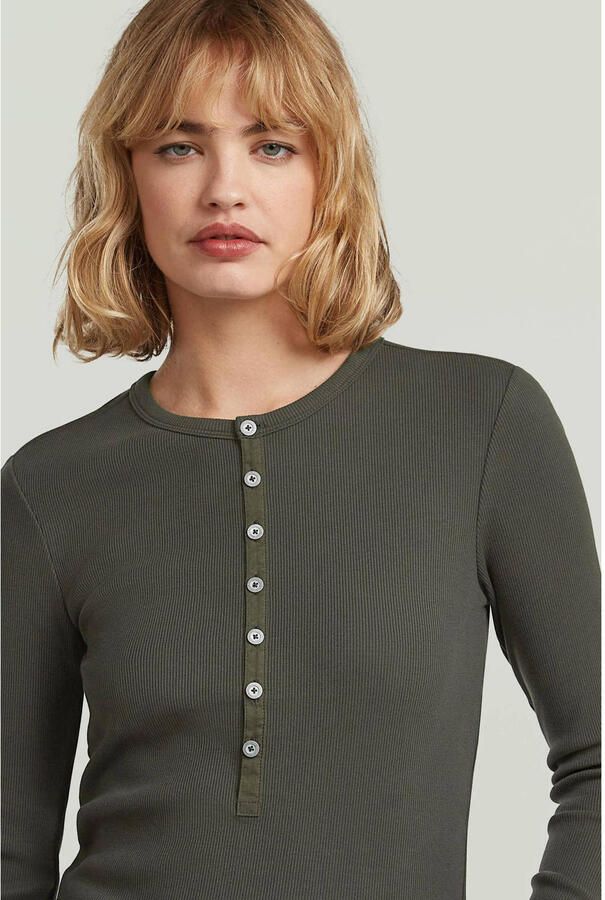 G-Star Raw Slim fit shirt met lange mouwen ronde hals en knoopsluiting