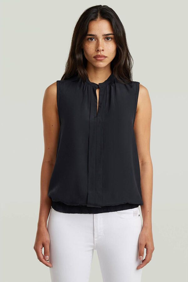 G-Star RAW Stand-Up Collar Sleeveless Top Zwart Dames