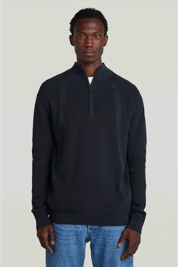 G-STAR RAW Heren Truien & Vesten Structure Half Zip Knit Donkerblauw - Foto 5