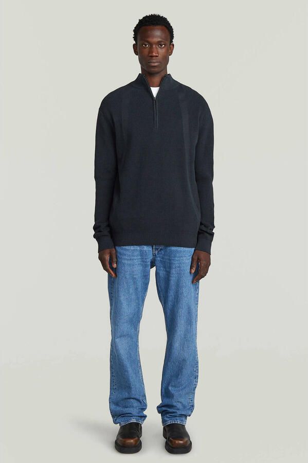 G-Star RAW Structure Half Zip Gebreide Trui Donkerblauw Heren