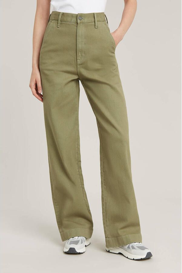 G-STAR wide leg high waist casual broek lichtkaki - Foto 2