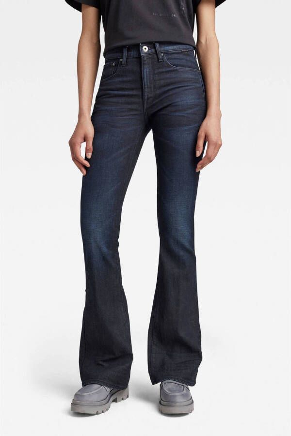 G-Star RAW 3301 high waist flared jeans met biologisch katoen dark blue denim