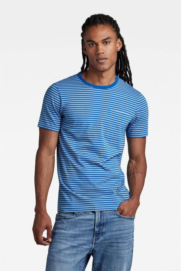 G-Star RAW gestreept T-shirt van biologisch katoen lake lapis blue stripe