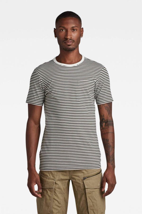 G-Star RAW gestreept t-shirt van biologisch katoen milk cloack stripe