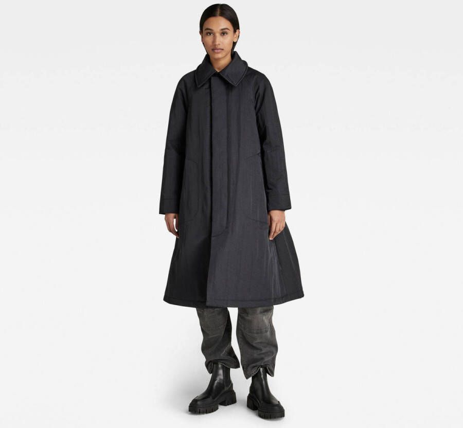 G-Star RAW Padded Wide Trenchcoat Zwart Dames