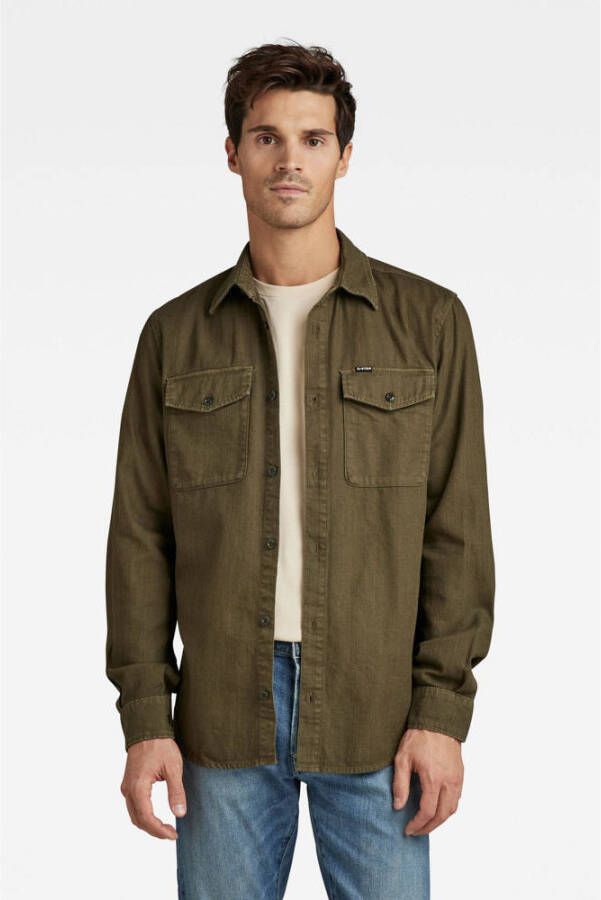 G-Star Raw Groene Casual Overhemd Marine Slim Shirt L s