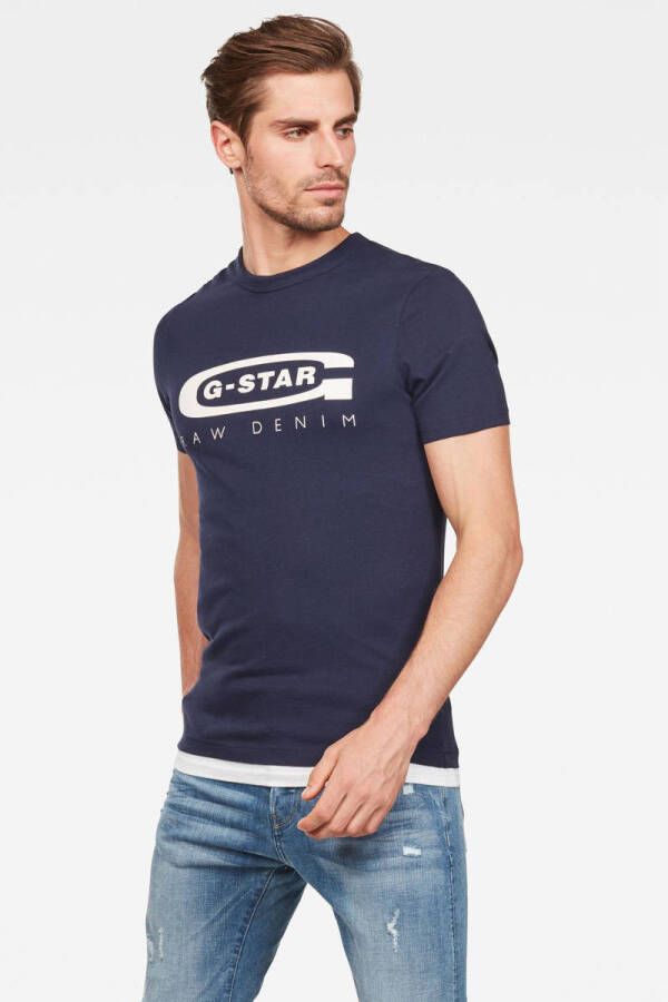 G-Star Heren Organisch Katoenen T-Shirt Blue Heren