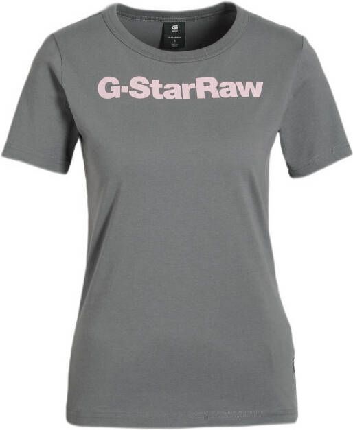 G-Star RAW T-shirt met tekst grijs