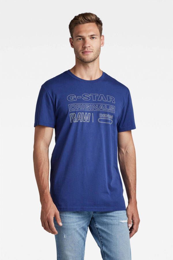G-Star RAW T-shirt van biologisch katoen ballpen blue