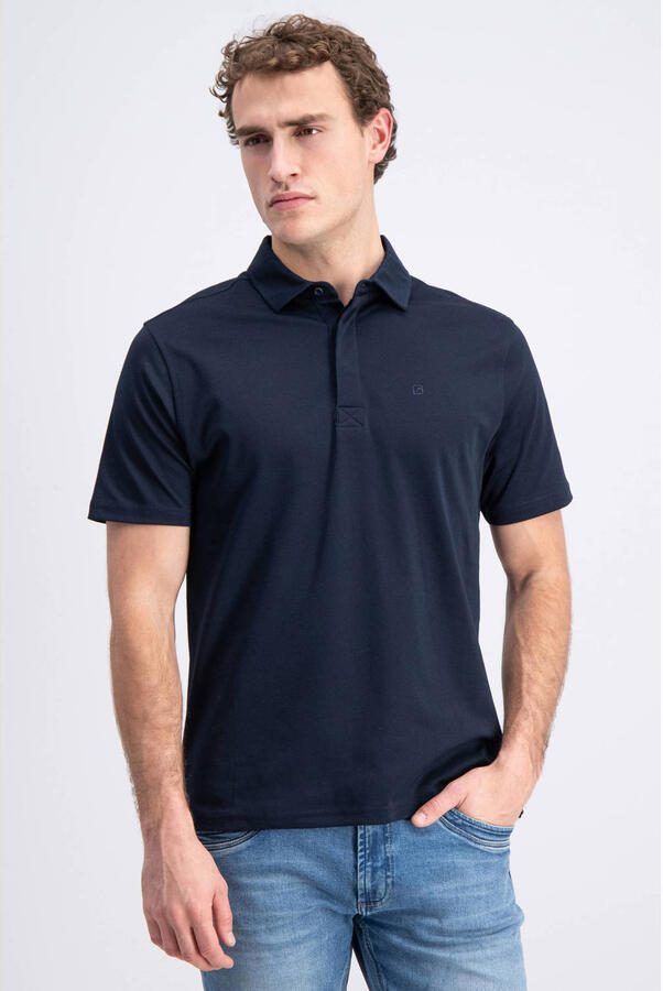 GABBIANO jersey regular polo donkerblauw