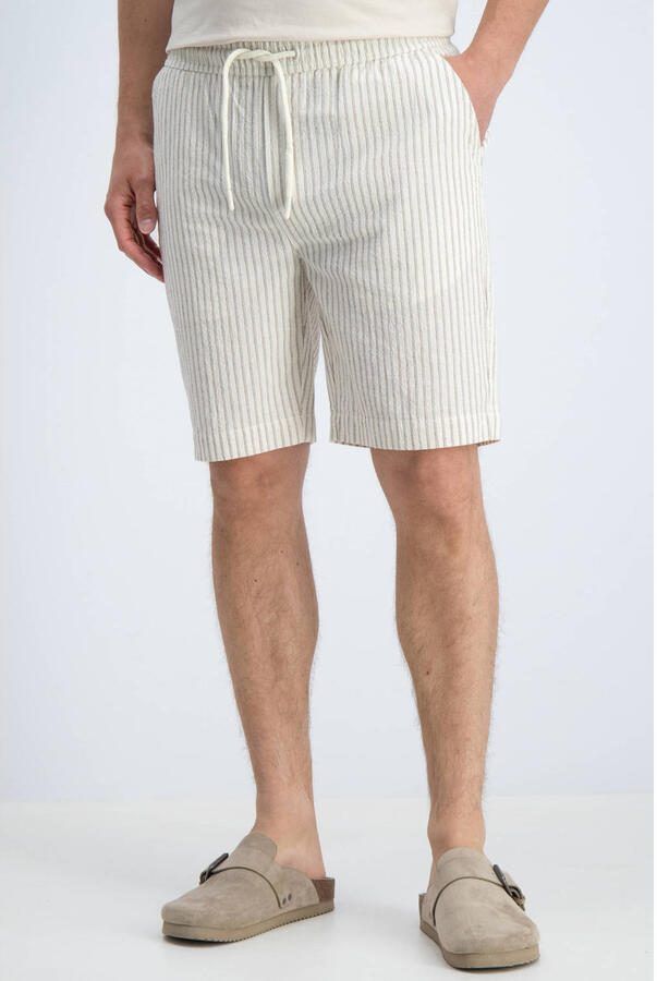 GABBIANO katoenen regular fit gestreepte short amandel