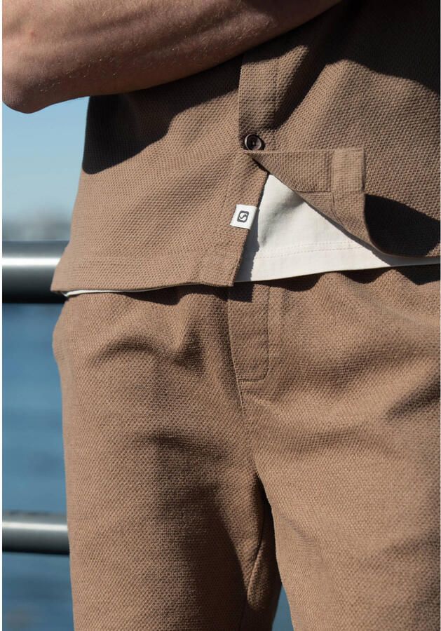 GABBIANO katoenen regular fit overshirt met ingebreid patroon lichtbruin - Foto 2