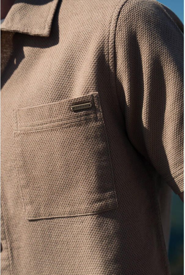 GABBIANO katoenen regular fit overshirt met ingebreid patroon lichtbruin - Foto 3