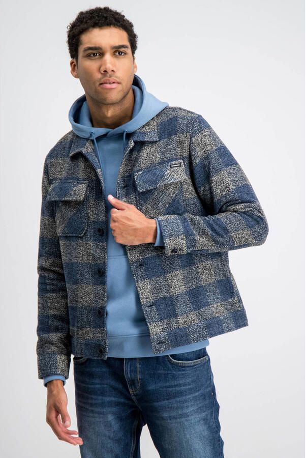 GABBIANO regular fit geruit overshirt blauw