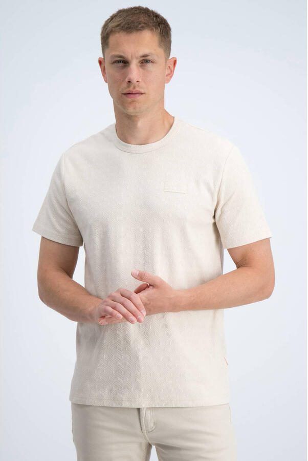 GABBIANO regular fit T-shirt met ingebreid patroon ecru - Foto 2