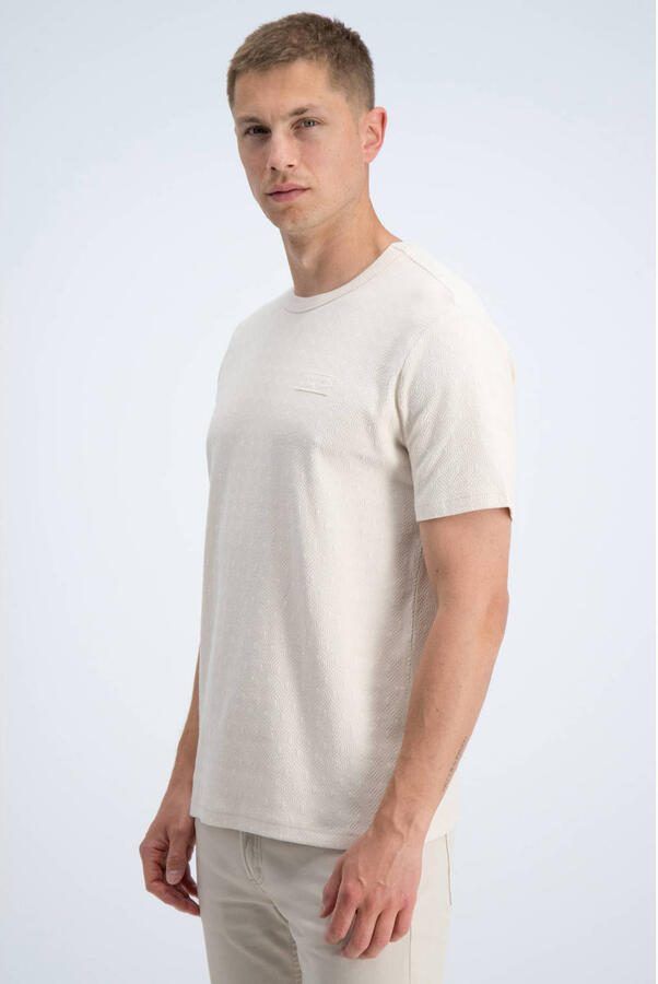 GABBIANO regular fit T-shirt met ingebreid patroon ecru