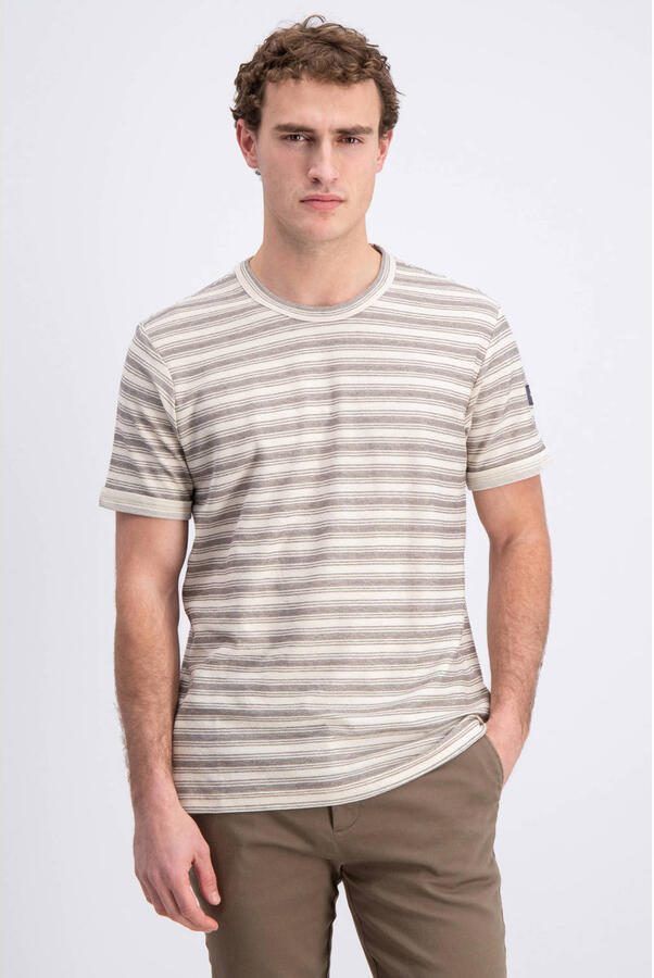 GABBIANO regular gestreepte T-shirt ecru fijn gebreid