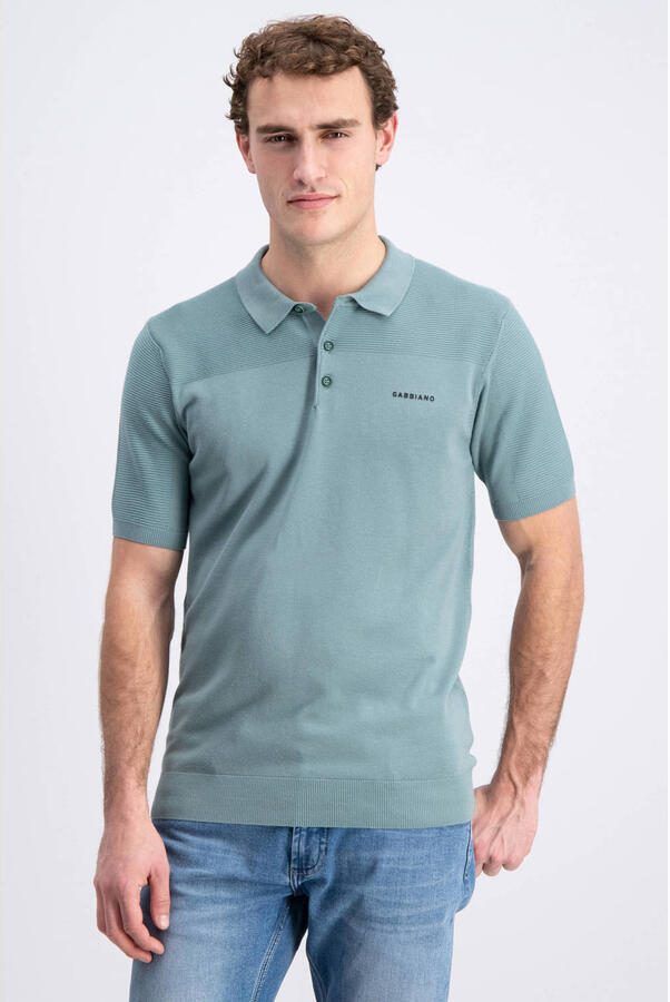 GABBIANO regular polo blauw gebreid