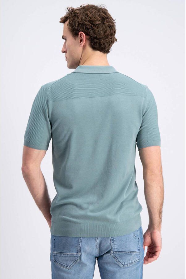 GABBIANO regular polo blauw gebreid - Foto 2