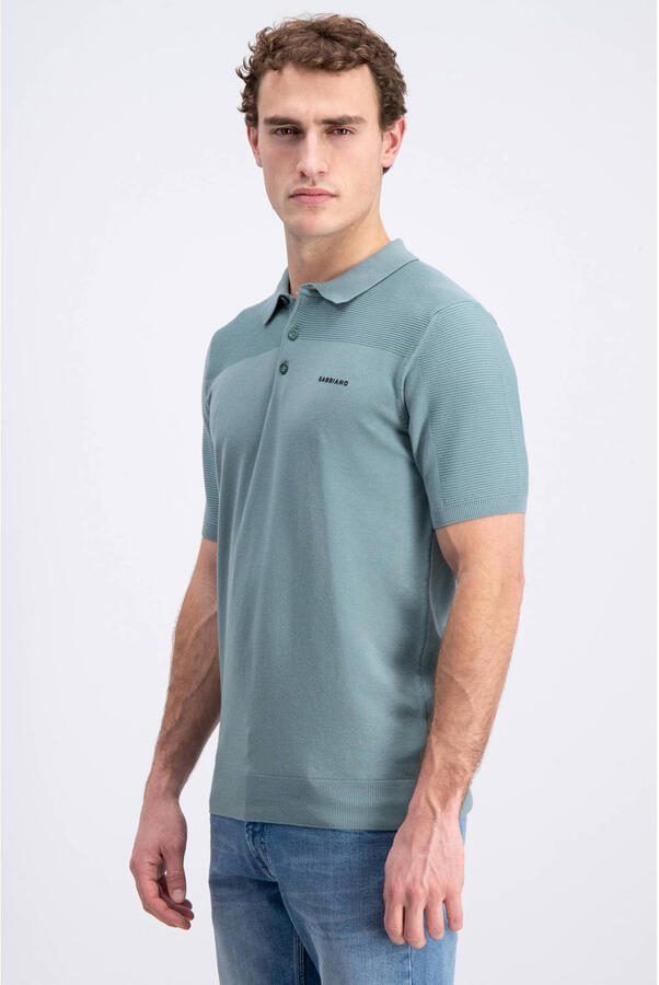 GABBIANO regular polo blauw gebreid - Foto 3